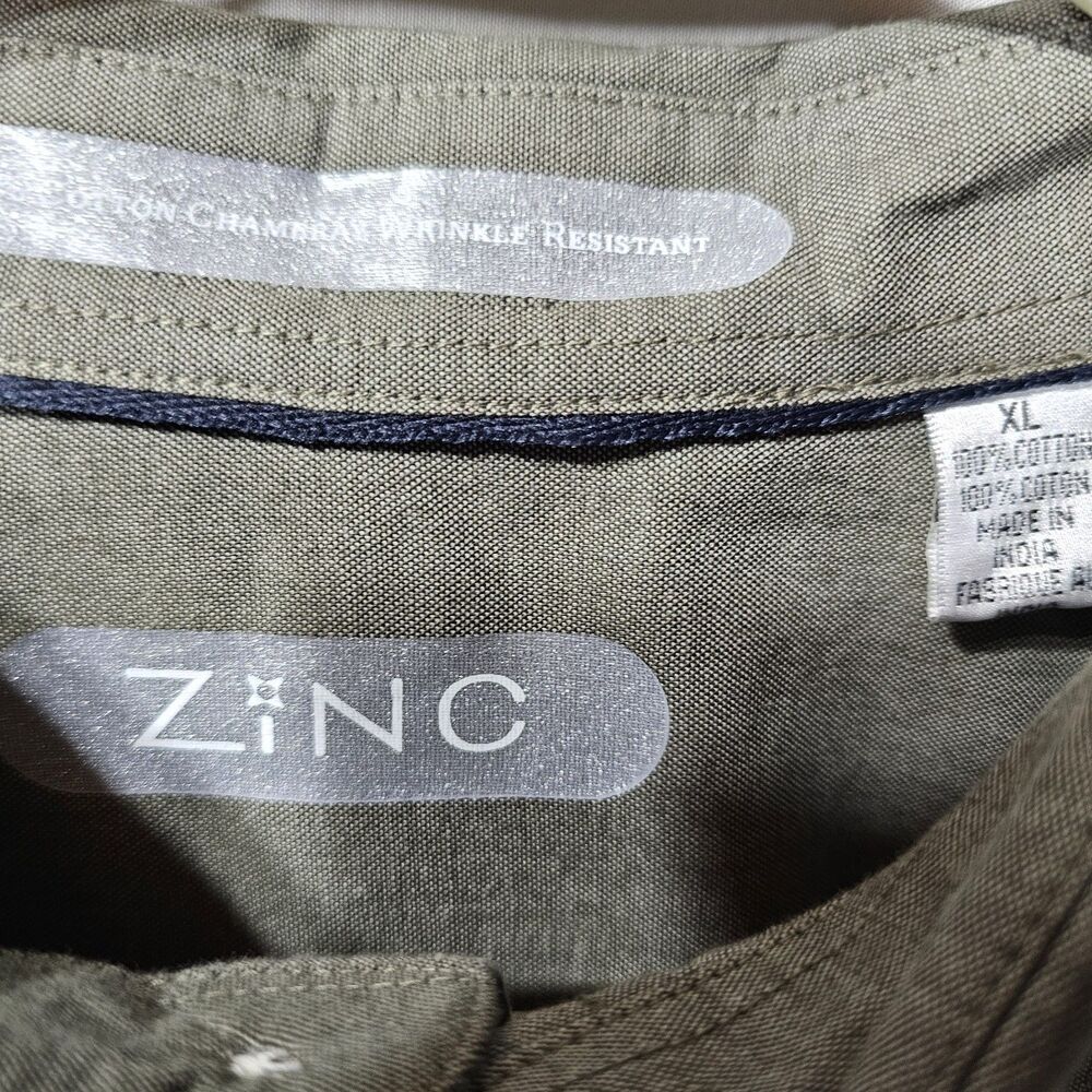 NWT Zinc Shirt Mens XL Chambray Green Button Down Short Sleeve Casual Classic - Picture 2 of 7